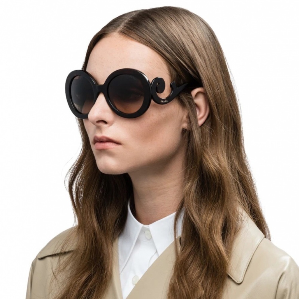 Prada Round Baroque Sunglasses in Black